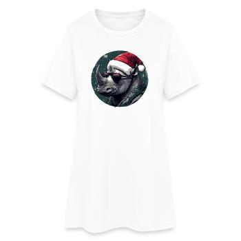 Rhino Santa mit Sonnenbrille - Frauen T-Shirt-Kleid - Weiß - Vorne