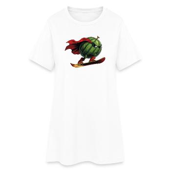 Super-héros Pastèque sur l’action du snowboard - Robe T-shirt Femme - blanc - Devant