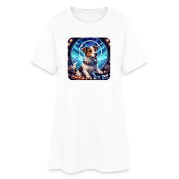 Chiot Cosmique dans la capsule spatiale - Robe T-shirt Femme - blanc - Devant