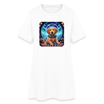 Astronaute chiot avec un casque spatial - Robe T-shirt Femme - blanc - Devant
