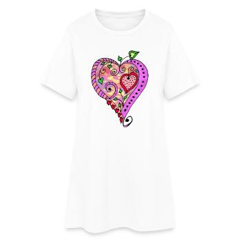 Herz - Frauen T-Shirt-Kleid - Weiß - Vorne
