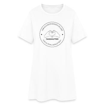 Von kleinen Händen geliebt – Tagesmutter Design - Frauen T-Shirt-Kleid - Weiß - Vorne