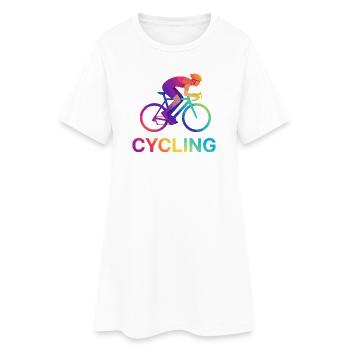 Vibrant Rainbow Cyclist Design - Women’s T-Shirt Dress - white - Front