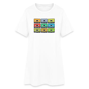 Cassettes rétro en couleur - Robe T-shirt Femme - blanc - Devant