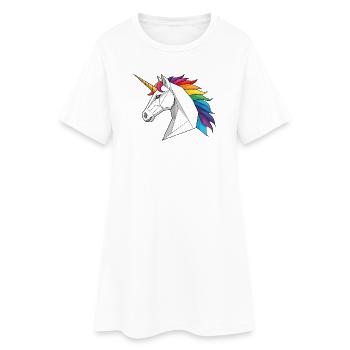 Geometric Unicorn with Rainbow - Women’s T-Shirt Dress - white - Front