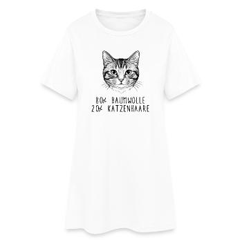 Witziges Katzenhaar Baumwolle Spruch Design - Frauen T-Shirt-Kleid - Weiß - Vorne