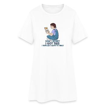 How-To Video-Experte: Keine Sorge, ich schaffe das - Frauen T-Shirt-Kleid - Weiß - Vorne