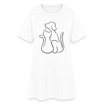 Hund und Katze Tierliebe - Frauen T-Shirt-Kleid - Weiß - Vorne