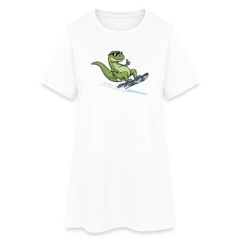 Surfeur dinosaure cool avec des lunettes de soleil - Robe T-shirt Femme - blanc - Devant