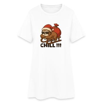 Paresseux de Noël tranquille sur le traîneau - Robe T-shirt Femme - blanc - Devant