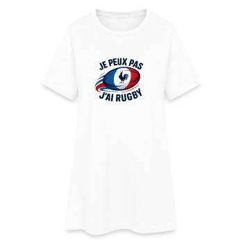 Ich kann nicht, ich habe Rugby. - Frauen T-Shirt-Kleid - Weiß - Vorne