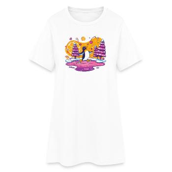 Explosion des couleurs du patineur des manchots d’hiver - Robe T-shirt Femme - blanc - Devant