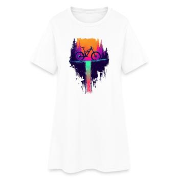 Mountainbike Downhill Wasserfall - MTB Geschenk - Frauen T-Shirt-Kleid - Weiß - Vorne
