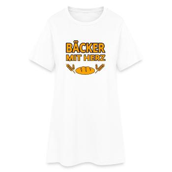 Bäcker - Frauen T-Shirt-Kleid - Weiß - Vorne