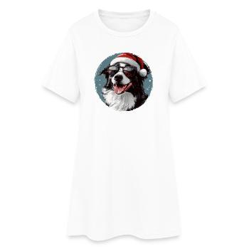 Noël pour chien avec des lunettes de soleil - Robe T-shirt Femme - blanc - Devant