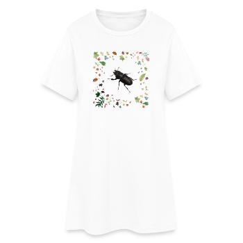 Hirschkäfer mit Herbstlaub - Frauen T-Shirt-Kleid - Weiß - Vorne