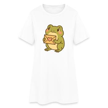 Grenouille Kawaii avec lettre en forme de cœur – Art mignon de grenouille - Robe T-shirt Femme - blanc - Devant