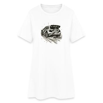 Croquis de voitures de rallye sur une route de gravier - Robe T-shirt Femme - blanc - Devant