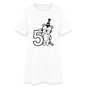Party-Tiger mit Zahl 5 Cartoon Illustration - Frauen T-Shirt-Kleid - Weiß - Vorne