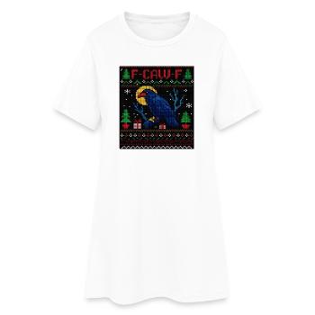 Funny Crow Raven Christmas Knit Art - Women’s T-Shirt Dress - white - Front
