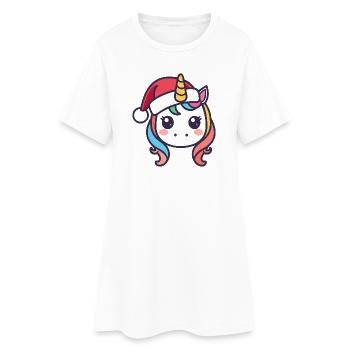 Kawaii licorne de Noël avec chapeau - Robe T-shirt Femme - blanc - Devant