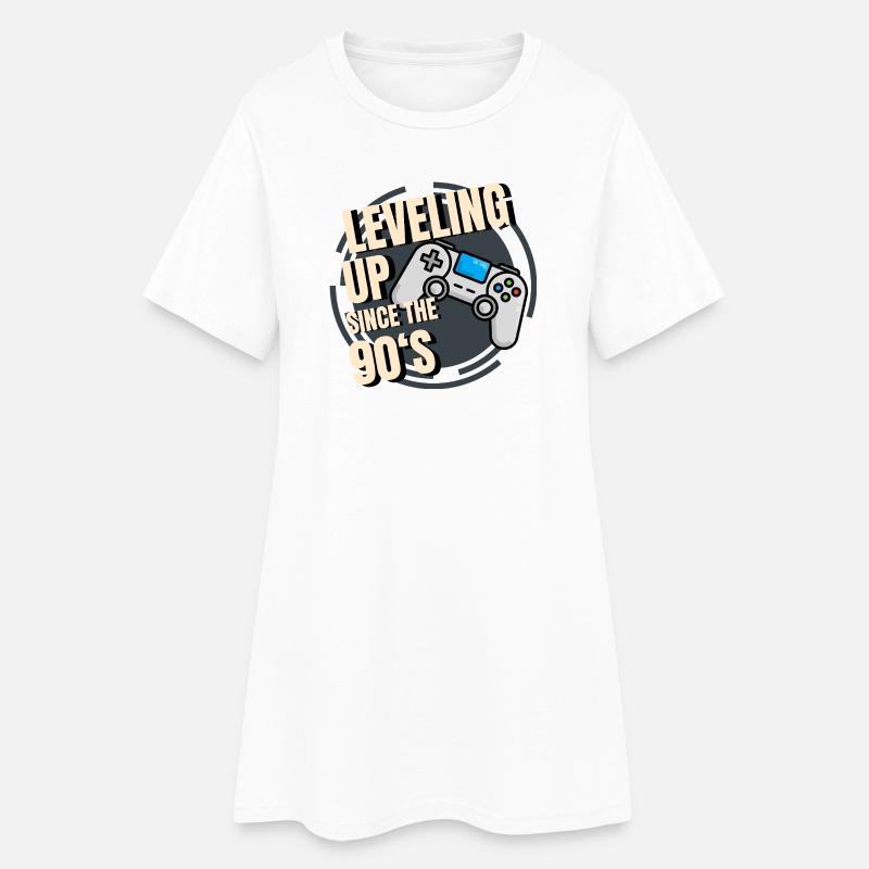 Retro game controller with 90s text - Women’s T-Shirt Dress - white