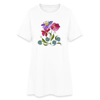 Fleur - Robe T-shirt Femme - blanc - Devant