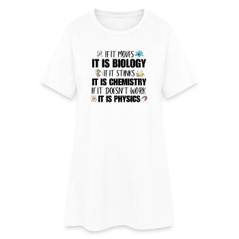 Professeur de sciences physiques Geek Étudiant drôle en biologie - Robe T-shirt Femme - blanc - Devant
