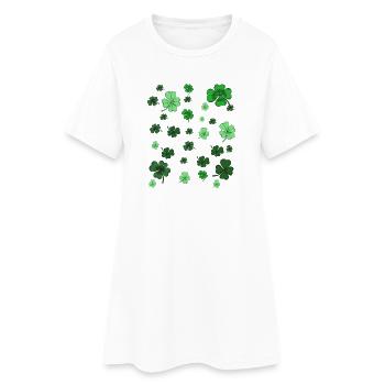 Kleeblatt Funkeln Muster - Frauen T-Shirt-Kleid - Weiß - Vorne