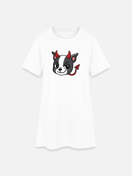 Boston – Teufel - Frauen T-Shirt-Kleid - Weiß