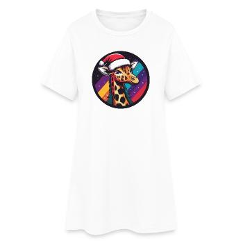Giraffe in Santa Rainbow - Women’s T-Shirt Dress - white - Front