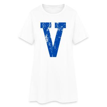 Letter v Sport Retro - Frauen T-Shirt-Kleid - Weiß - Vorne