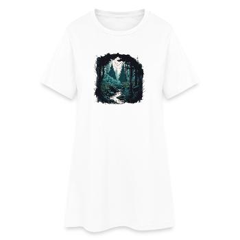 Moon Forest Trail in the Moonlight - Women’s T-Shirt Dress - white - Front