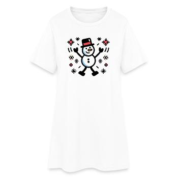 Joyeuse Snowman Comic Winter - Robe T-shirt Femme - blanc - Devant