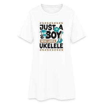 Hawaiian Ukulele Uke Boy Just A - Women’s T-Shirt Dress - white - Front