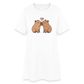 Küssende Capybaras – Süßes Valentinsmotiv - Frauen T-Shirt-Kleid - Weiß - Vorne