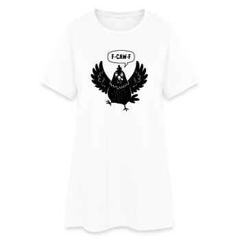 Poulet de dessin animé en colère crie F-CAW-F - Robe T-shirt Femme - blanc - Devant