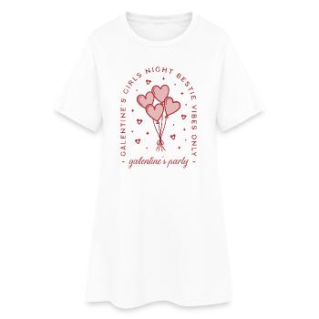 Soirée des amis de la fête des Galentines, soirée filles de la Saint-Valentin - Robe T-shirt Femme - blanc - Devant