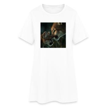 Mère et lionceau lion de montagne – Amour pur - Robe T-shirt Femme - blanc - Devant