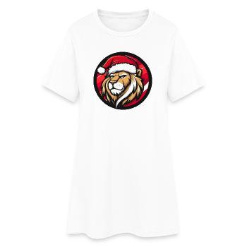 Lion de Noël avec le Père Noël - Robe T-shirt Femme - blanc - Devant
