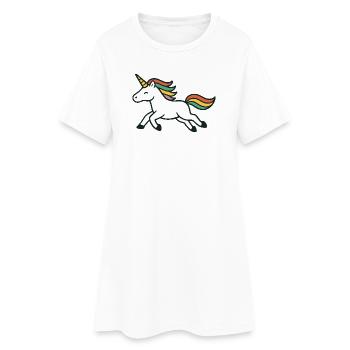 Licorne Joyeuse avec Art de crinière colorée - Robe T-shirt Femme - blanc - Devant