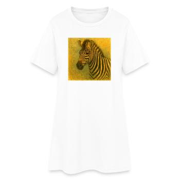 Zebra in goldenen Tönen - Frauen T-Shirt-Kleid - Weiß - Vorne