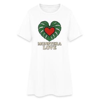 Monstera Love - Robe T-shirt Femme - blanc - Devant