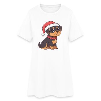 Welpen-Weihnachtszeichentrick - Frauen T-Shirt-Kleid - Weiß - Vorne
