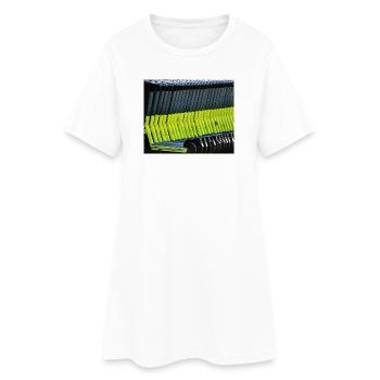 Trottinettes électriques vert néon garées dans la rangée - Robe T-shirt Femme - blanc - Devant