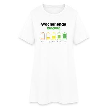 Wochenende loading – Akku voll am Freitag, Arbeit - Frauen T-Shirt-Kleid - Weiß - Vorne