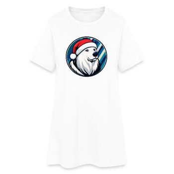 Ours polaire avec un chapeau de Noël - Robe T-shirt Femme - blanc - Devant