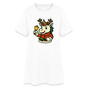 Licorne de Noël avec une mascotte de cloche artistique - Robe T-shirt Femme - blanc - Devant