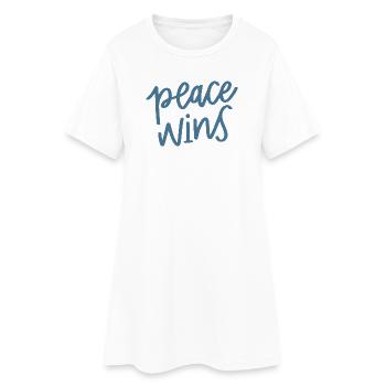 La paix remporte le lettrage à la main - Robe T-shirt Femme - blanc - Devant