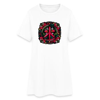Symbole de la paix dans un style autocollant surfeur coloré - Robe T-shirt Femme - blanc - Devant